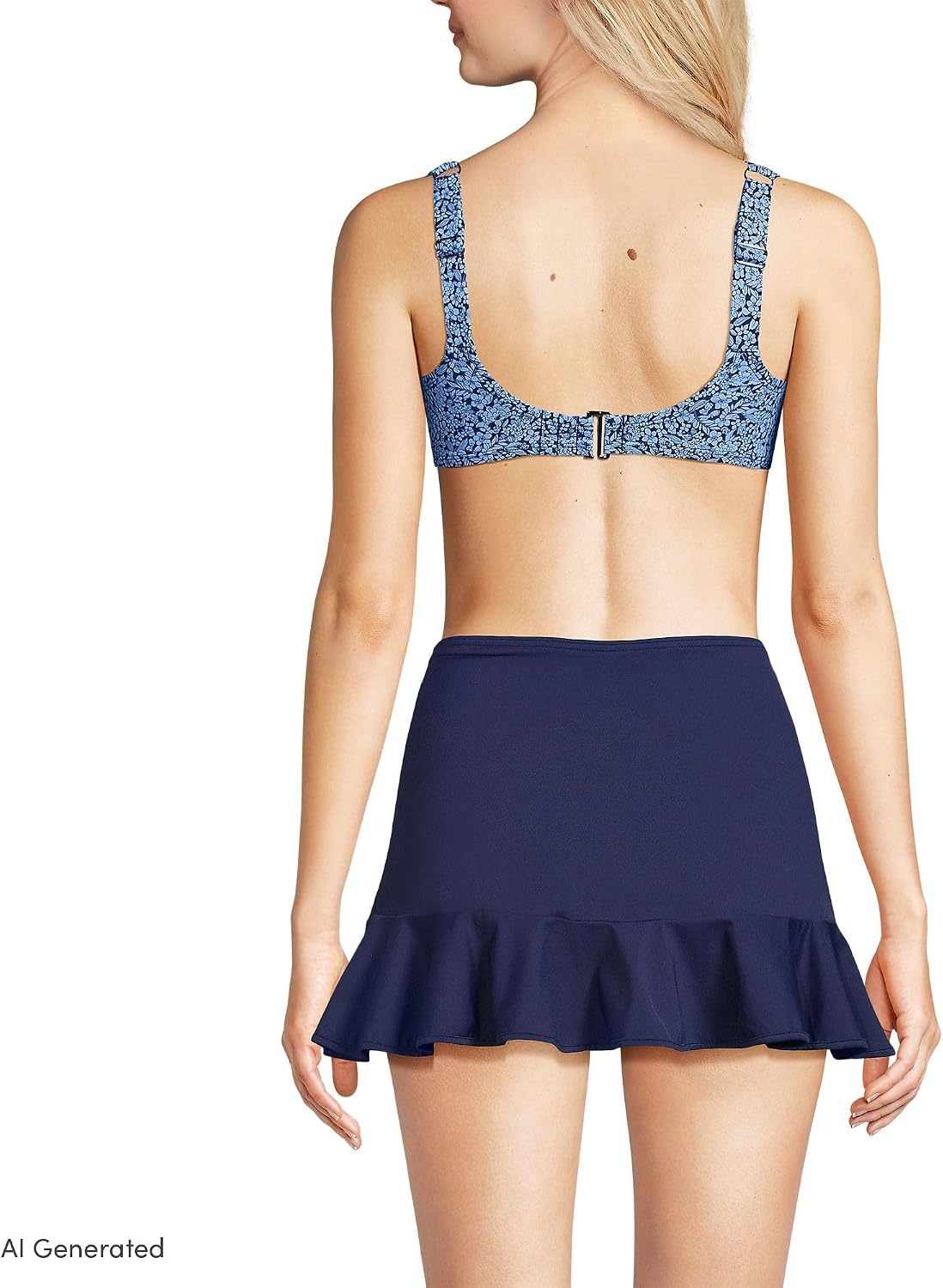 image:imageLands End Womens Rectangular Wire Bikini TopCloud BlueNavy Ditsy Lilies