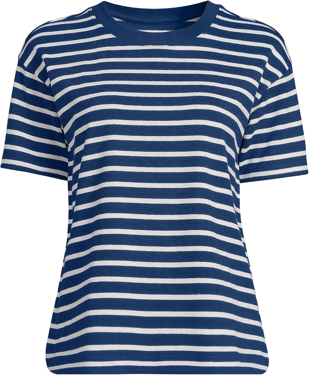 image:imageLands End Womens Short Sleeve Mariner TShirtDeep SeaIvory Breton Stripe