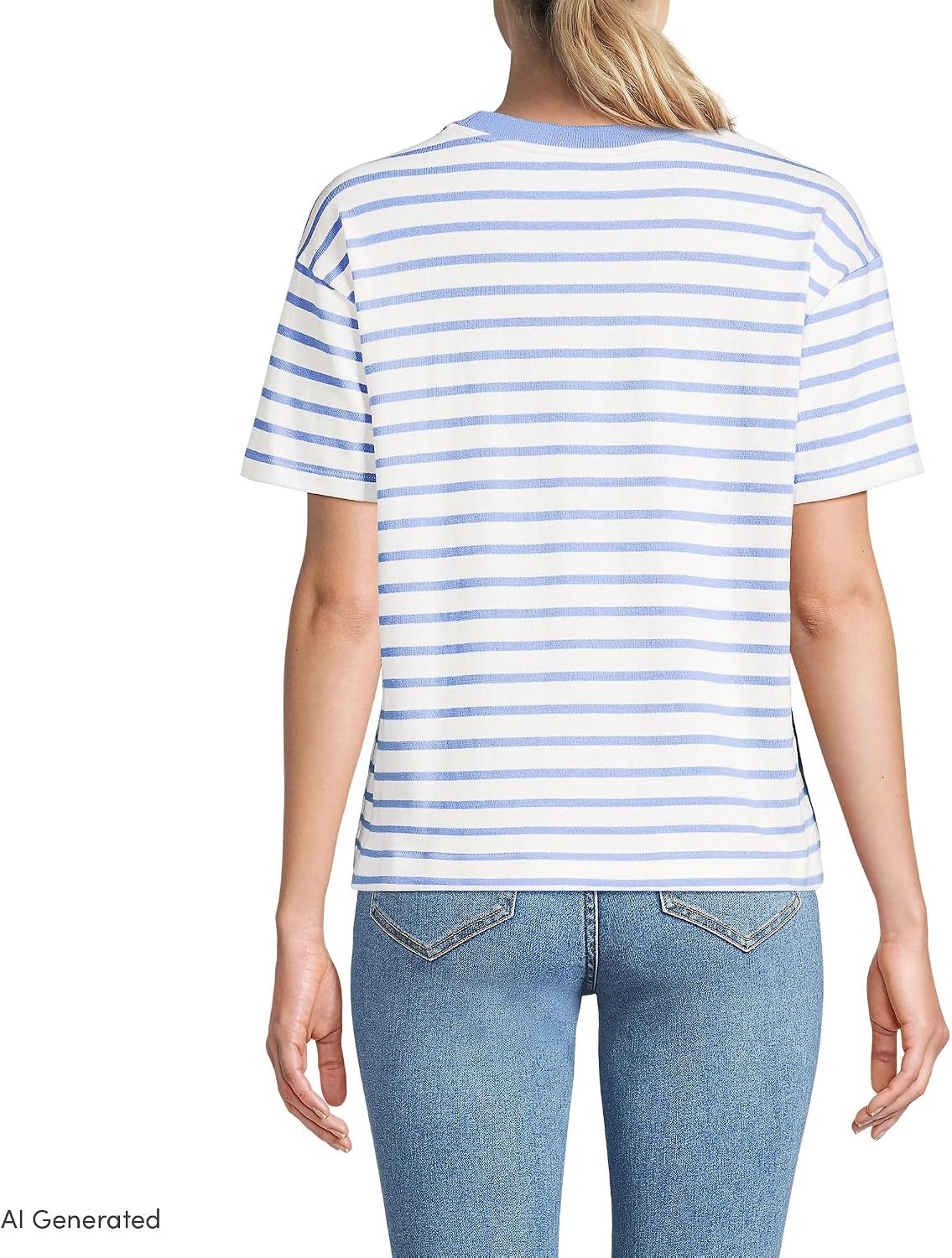 image:imageLands End Womens Short Sleeve Mariner TShirtVibrant Lapis ShellsIvory