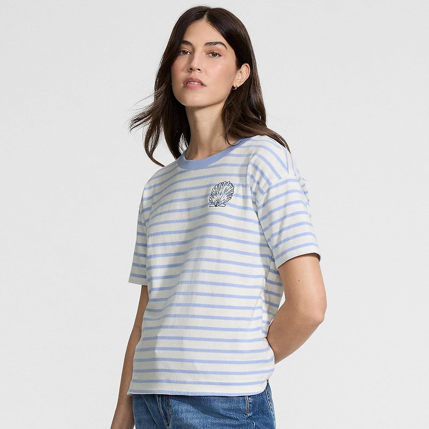 image:imageLands End Womens Short Sleeve Mariner TShirtVibrant Lapis ShellsIvory