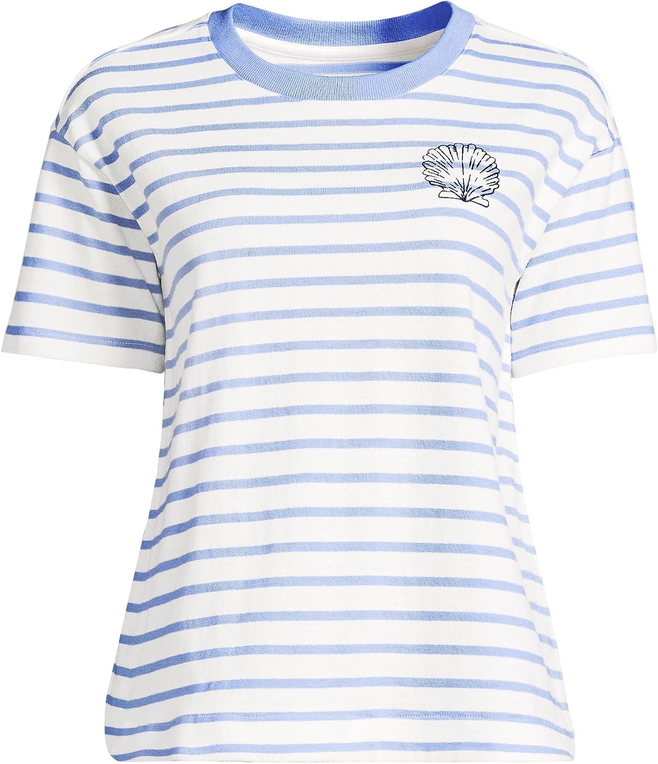 image:imageLands End Womens Short Sleeve Mariner TShirtVibrant Lapis ShellsIvory