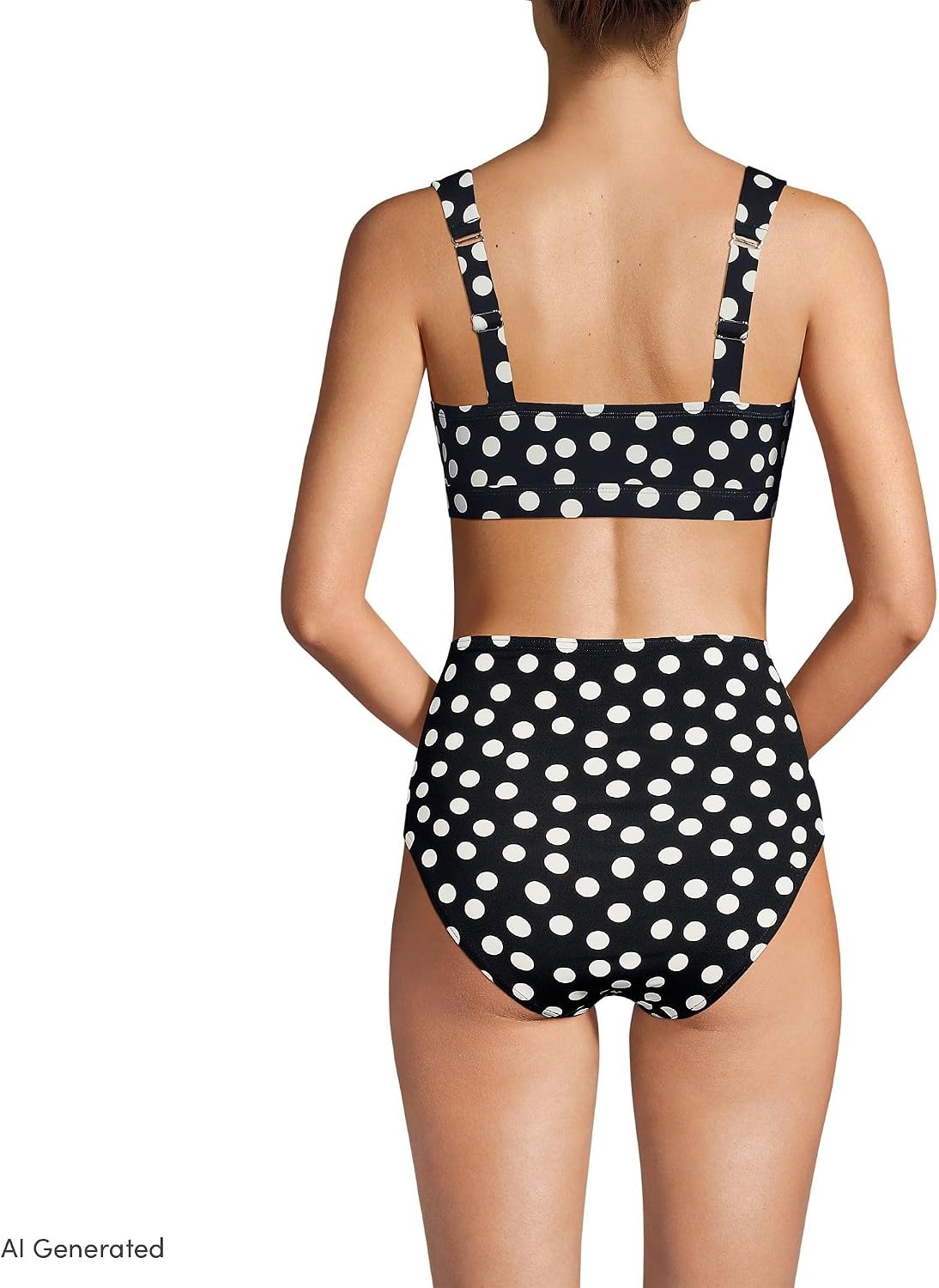 image:imageLands End Womens Twist Front Bikini TopBlackEgret White Tossed Dots