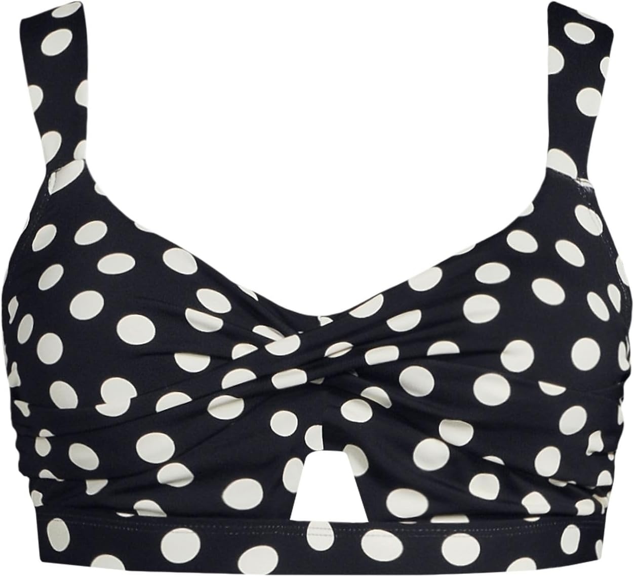 image:imageLands End Womens Twist Front Bikini TopBlackEgret White Tossed Dots