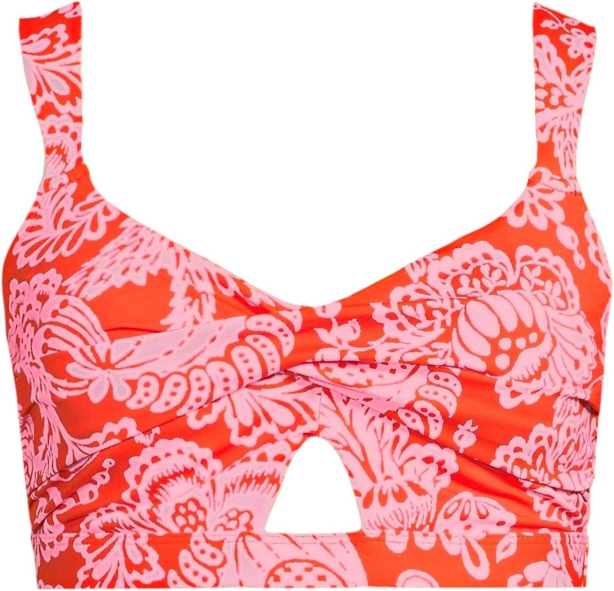 image:imageLands End Womens Twist Front Bikini TopRadiant Orange Floral Medley
