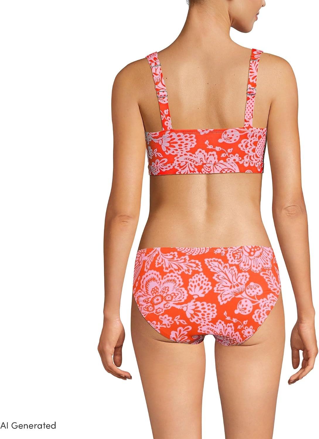 image:imageLands End Womens Twist Front Bikini TopRadiant Orange Floral Medley