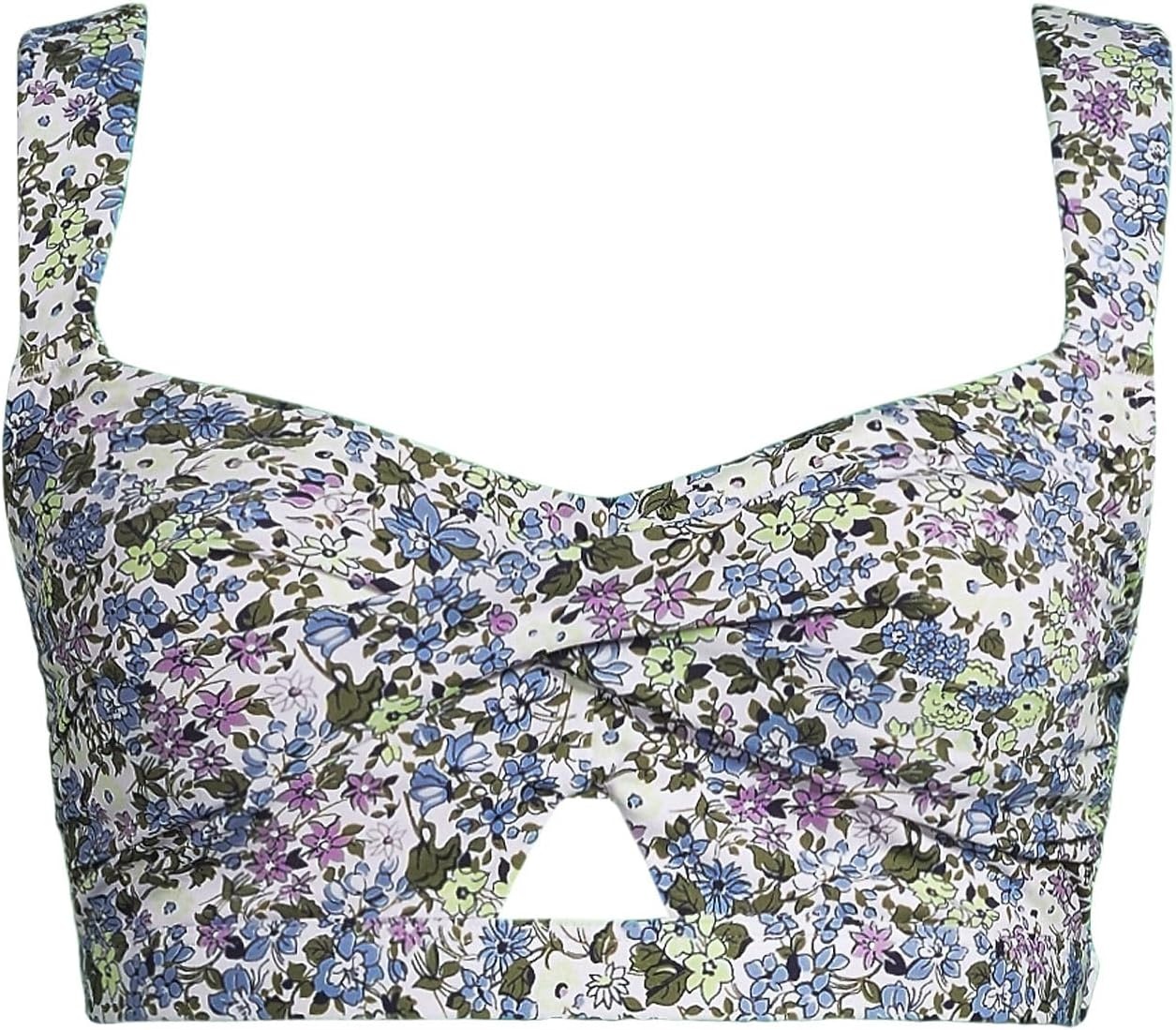 image:imageLands End Womens Twist Front Bikini TopWhiteLilac Multi Ditsy Floral