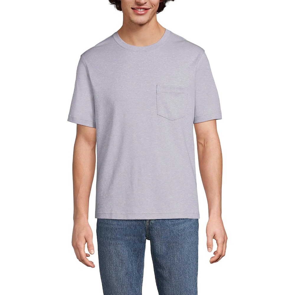image:imageLands End Mens Short Sleeve AmericanGrown Supima Cotton Tee with PocketFrench Purple Heather