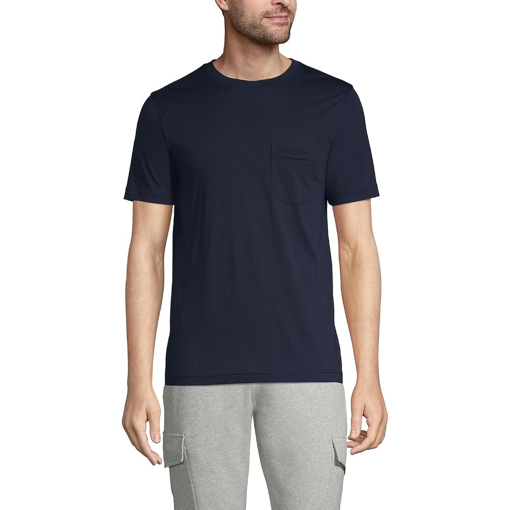 image:imageLands End Mens Short Sleeve AmericanGrown Supima Cotton Tee with PocketRadiant Navy