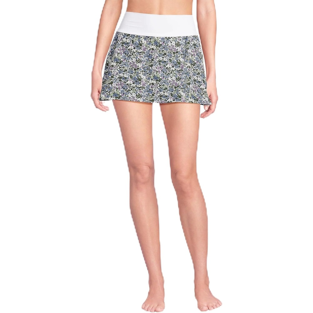 image:imageLands End Womens Pinchless Mini Swim SkortWhiteLilac Multi Ditsy Floral