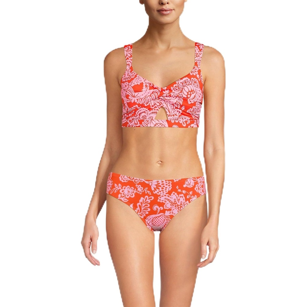 image:imageLands End Womens Twist Front Bikini TopRadiant Orange Floral Medley