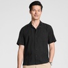 Lands’ End Men’s Short Sleeve Camp Collar Hawaiian Shirt(Black)