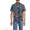 Lands’ End Men’s Short Sleeve Camp Collar Hawaiian Shirt(Deep Sea Navy/Fish)