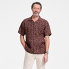 Lands’ End Men’s Short Sleeve Camp Collar Hawaiian Shirt(Earthen Clay Palms)