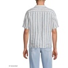 Lands’ End Men’s Short Sleeve Camp Collar Hawaiian Shirt(Light Indigo/Ivory Stripe)