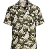 Lands’ End Men’s Short Sleeve Camp Collar Hawaiian Shirt(Vintage Lime/Ivory Floral)