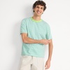 Lands’ End Men’s Short Sleeve Super-T Crew Relaxed Fit Tee(Pale Teal Stripe)