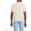 Lands’ End Men’s Short Sleeve Textured Tipped Sweater Polo(Ivory Latte)