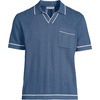 Lands’ End Men’s Short Sleeve Textured Tipped Sweater Polo(Nightfall Blue)