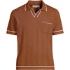Lands’ End Men’s Short Sleeve Textured Tipped Sweater Polo(Rich Ginger Brown)