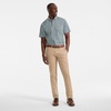 Lands’ End Men’s Traditional Fit Short Sleeve Travel Kit Shirt(Eucalyptus/White Plaid)