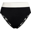 Lands’ End Women’s Chlorine Resistant Reversible Ultra High Leg High Waisted Bikini Swim Bottoms(Black/Egret Floral Shadow)
