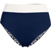 Lands’ End Women’s Chlorine Resistant Reversible Ultra High Leg High Waisted Bikini Swim Bottoms(Navy/Egret White Daisy Floral)