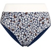 Lands’ End Women’s Chlorine Resistant Reversible Ultra High Leg High Waisted Bikini Swim Bottoms(Navy/Egret White Daisy Floral)
