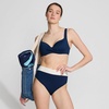 Lands’ End Women’s Chlorine Resistant Reversible Ultra High Leg High Waisted Bikini Swim Bottoms(Navy/Egret White Daisy Floral)