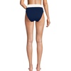 Lands’ End Women’s Chlorine Resistant Reversible Ultra High Leg High Waisted Bikini Swim Bottoms(Navy/Egret White Daisy Floral)