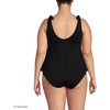 Lands’ End Women’s Chlorine Resistant V-Neck Shoulder Tie Flutter Tankini Swimsuit Top(Black)