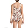 Lands’ End Women’s Chlorine Resistant V-Neck Shoulder Tie Flutter Tankini Swimsuit Top(Egret White Ornate Floral)
