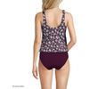 Lands’ End Women’s Chlorine Resistant V-Neck Shoulder Tie Flutter Tankini Swimsuit Top(Tropic Floral Ditsy/Dark Wine)
