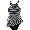 Lands’ End Women’s Crochet Monokini Swim Dress Swimsuit(Black/White)