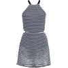 Lands’ End Women’s Crochet Monokini Swim Dress Swimsuit(Deep Sea Navy/White)