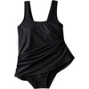 Lands’ End Women’s D-Cup Scoop Neck Swim Dress Swimsuit(Black)