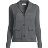 Lands’ End Women’s Drifter Ribbed Collared Blazer Sweater(Charcoal Heather)