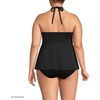 Lands’ End Women’s Flutter High Neck Halter Tankini Top(Black)