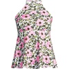 Lands’ End Women’s Flutter High Neck Halter Tankini Top(Floral Blossom/White/Pink)