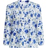 Lands’ End Women’s Lightweight Jersey Button Pintuck Top(Clear Blue Painted Blooms)
