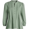Lands’ End Women’s Lightweight Jersey Button Pintuck Top(Lily Pad Green)