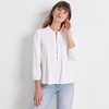 Lands’ End Women’s Lightweight Jersey Button Pintuck Top(White)
