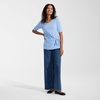 Lands’ End Women’s Lightweight Jersey Tie Front Top(Clear Blue Sky Thin Stripe)