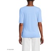 Lands’ End Women’s Lightweight Jersey Tie Front Top(Clear Blue Sky Thin Stripe)