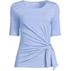 Lands’ End Women’s Lightweight Jersey Tie Front Top(Light Periwinkle Tiny Stripe)