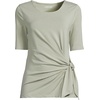 Lands’ End Women’s Lightweight Jersey Tie Front Top(Sage Thin Stripe)