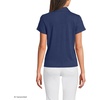 Lands’ End Women’s Linen Blend Short Sleeve Button Front Polo Top(Deep Sea Navy)