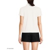 Lands’ End Women’s Linen Blend Short Sleeve Button Front Polo Top(Ivory)