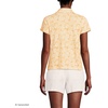 Lands’ End Women’s Linen Blend Short Sleeve Button Front Polo Top(Sweet Mango Palm Leaves)