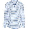 Lands’ End Women’s Long Sleeve Slub Hooded Popover(Light Periwinkle Multi Stripe)