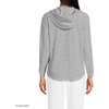 Lands’ End Women’s Long Sleeve Slub Hooded Popover(White/Black Stripe)